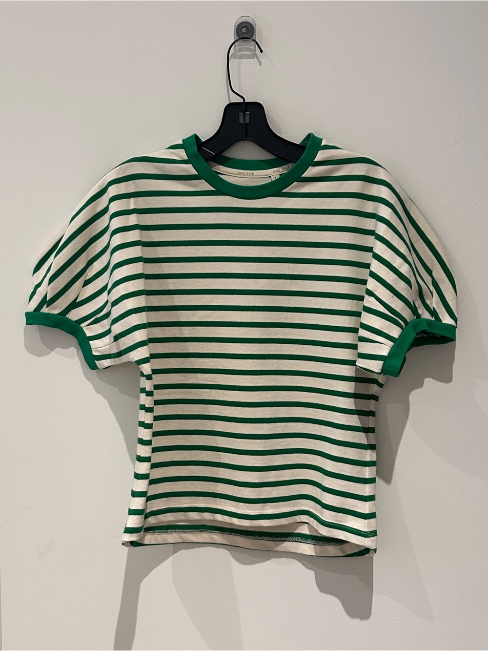 And You Green & White Striped Tee